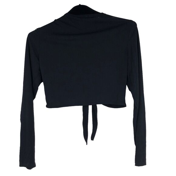 Black Bolero Style Top, Tie Front, Cropped, Sexy Shoulder Cover by Connected  M - Picture 2 of 4